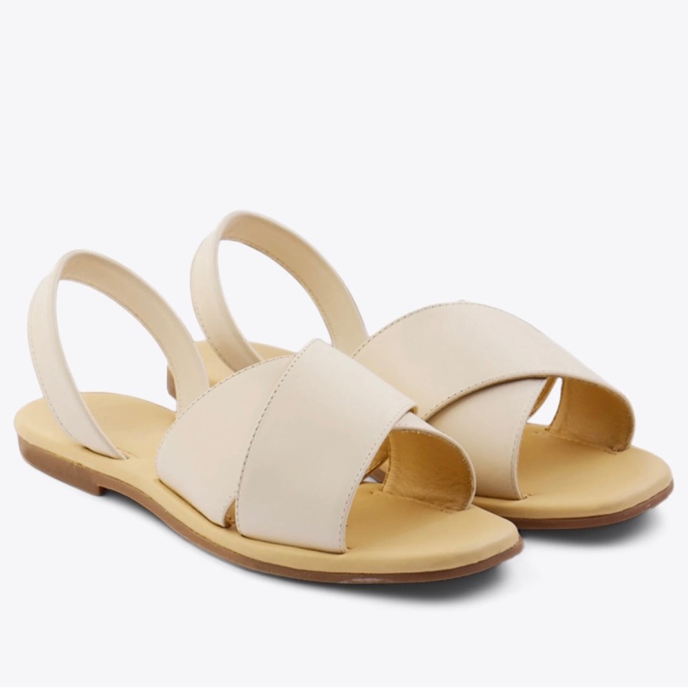 NEW Nisolo All-Day Cross Strap Sandal in Bone leather (cream / ivory) in size 11